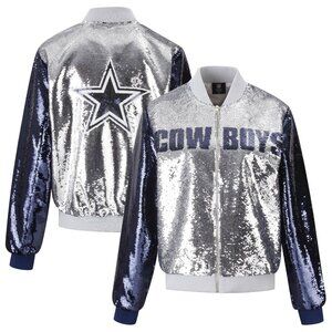 Cowboys Silver and Blue Sequin Varsity Jacket